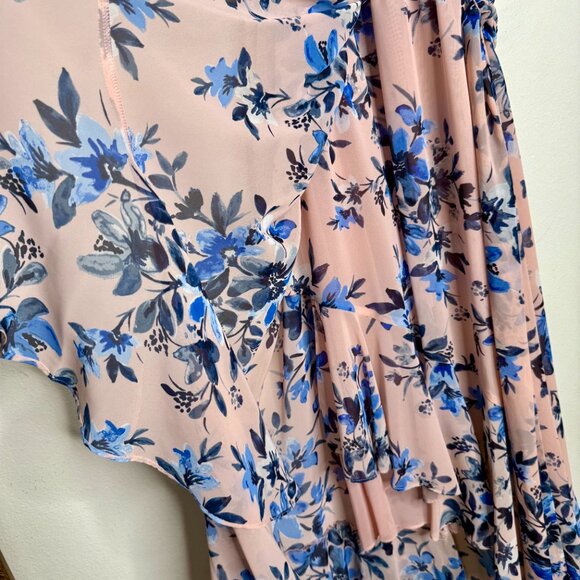 ELIZA J | Pink High-Low Dress with Blue Floral - Small - Picture 4 of 7